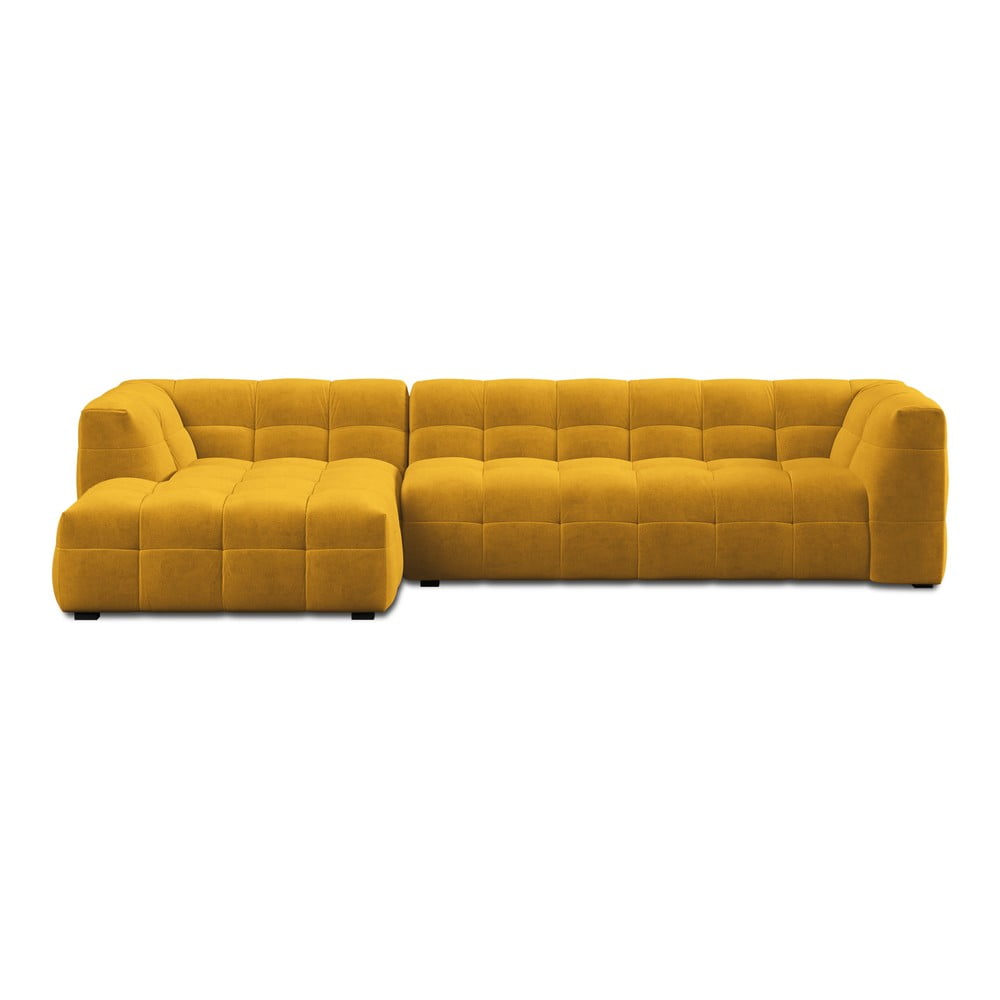 Colțar cu tapițerie din catifea și șezlong pe partea stângă Windsor & Co Sofas Vesta, galben Colțar cu tapițerie din catifea și șezlong pe partea stângă Windsor & Co Sofas Vesta, galben
