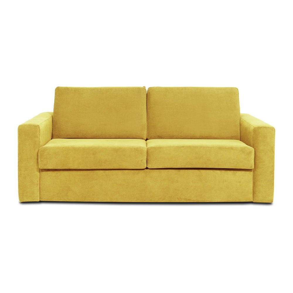 Canapea galbenă extensibilă din catifea reiată 197 cm Elbeko - Scandic Canapea galbenă extensibilă din catifea reiată 197 cm Elbeko - Scandic