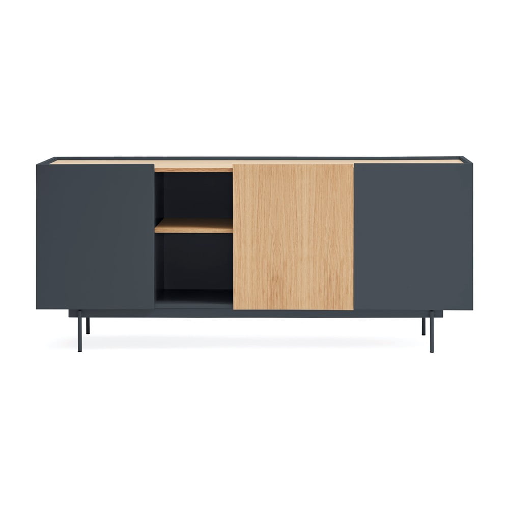 Comodă gri antracit-natural joasă cu aspect de lemn de stejar 180x78 cm Otto – Teulat Comodă gri antracit-natural joasă cu aspect de lemn de stejar 180x78 cm Otto – Teulat
