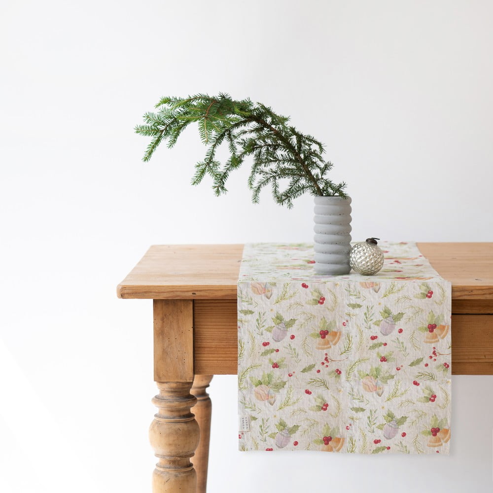 Napron din in cu model de Crăciun Linen Tales Jingle Bells, 40 x 150 cm Napron din in cu model de Crăciun Linen Tales Jingle Bells, 40 x 150 cm