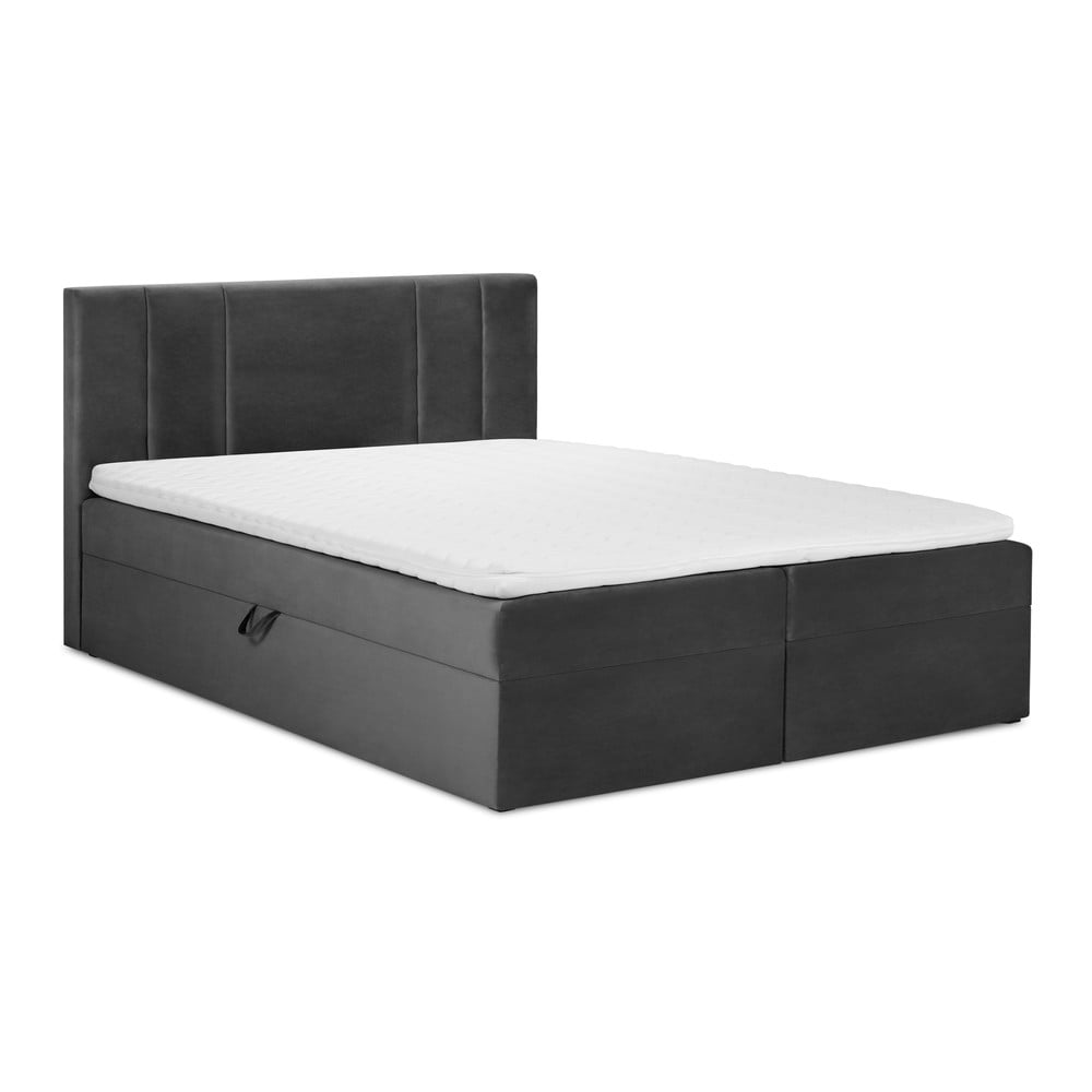 Pat boxspring 200x200 cm gri închis cu spațiu de depozitare Afra – Mazzini Beds Pat boxspring 200x200 cm gri închis cu spațiu de depozitare Afra – Mazzini Beds