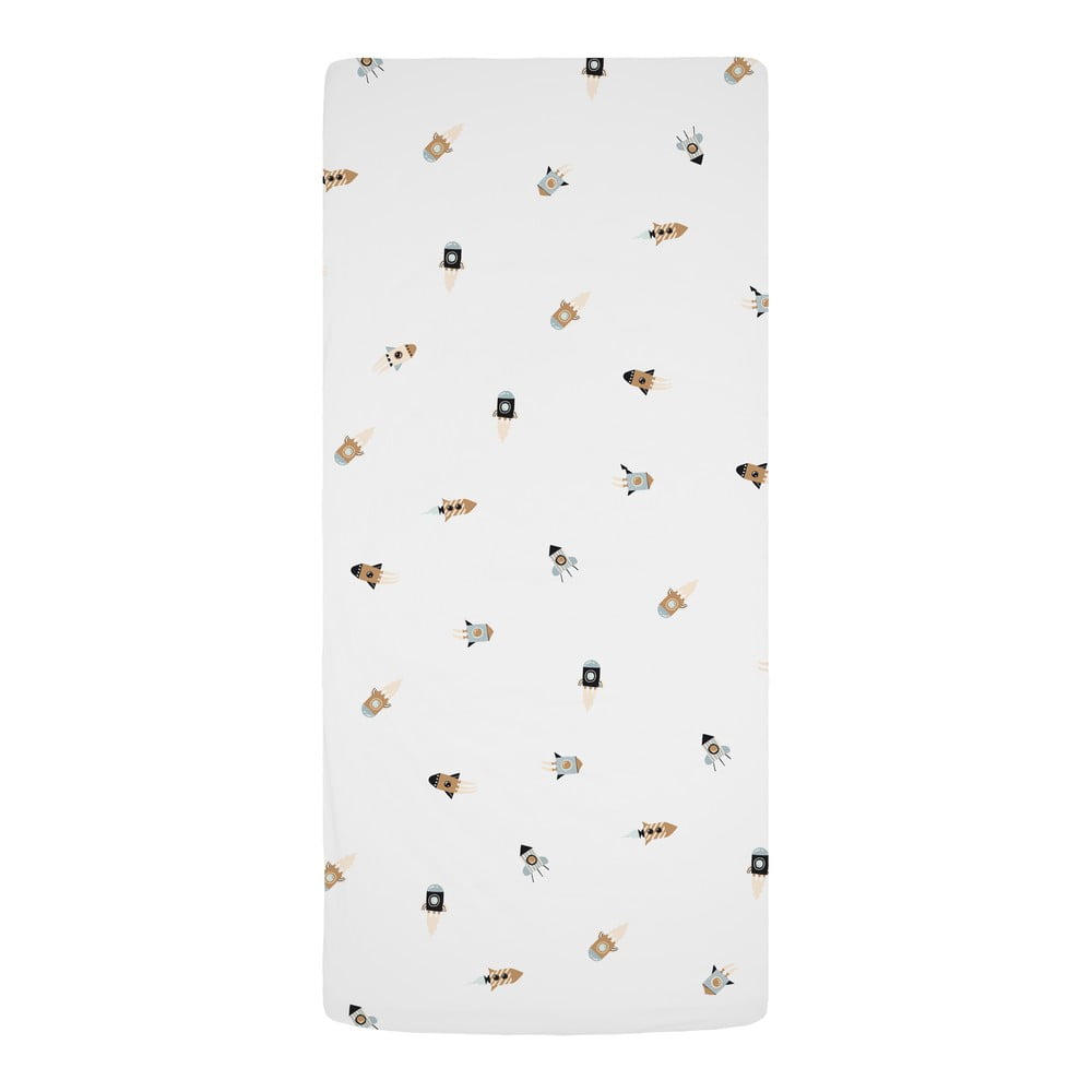 Cearceaf elastic pentru copii din bumbac satinat stretch 200x90 cm Cosmos - Butter Kings Cearceaf elastic pentru copii din bumbac satinat stretch 200x90 cm Cosmos - Butter Kings