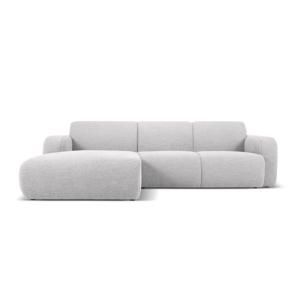 Colțar gri deschis cu tapițerie din stofă bouclé (colț stânga) Molino – Micadoni Home Colțar gri deschis cu tapițerie din stofă bouclé (colț stânga) Molino – Micadoni Home