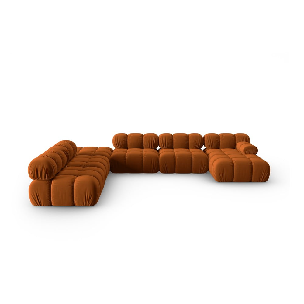 Canapea portocalie cu tapițerie din catifea 379 cm Bellis – Micadoni Home Canapea portocalie cu tapițerie din catifea 379 cm Bellis – Micadoni Home