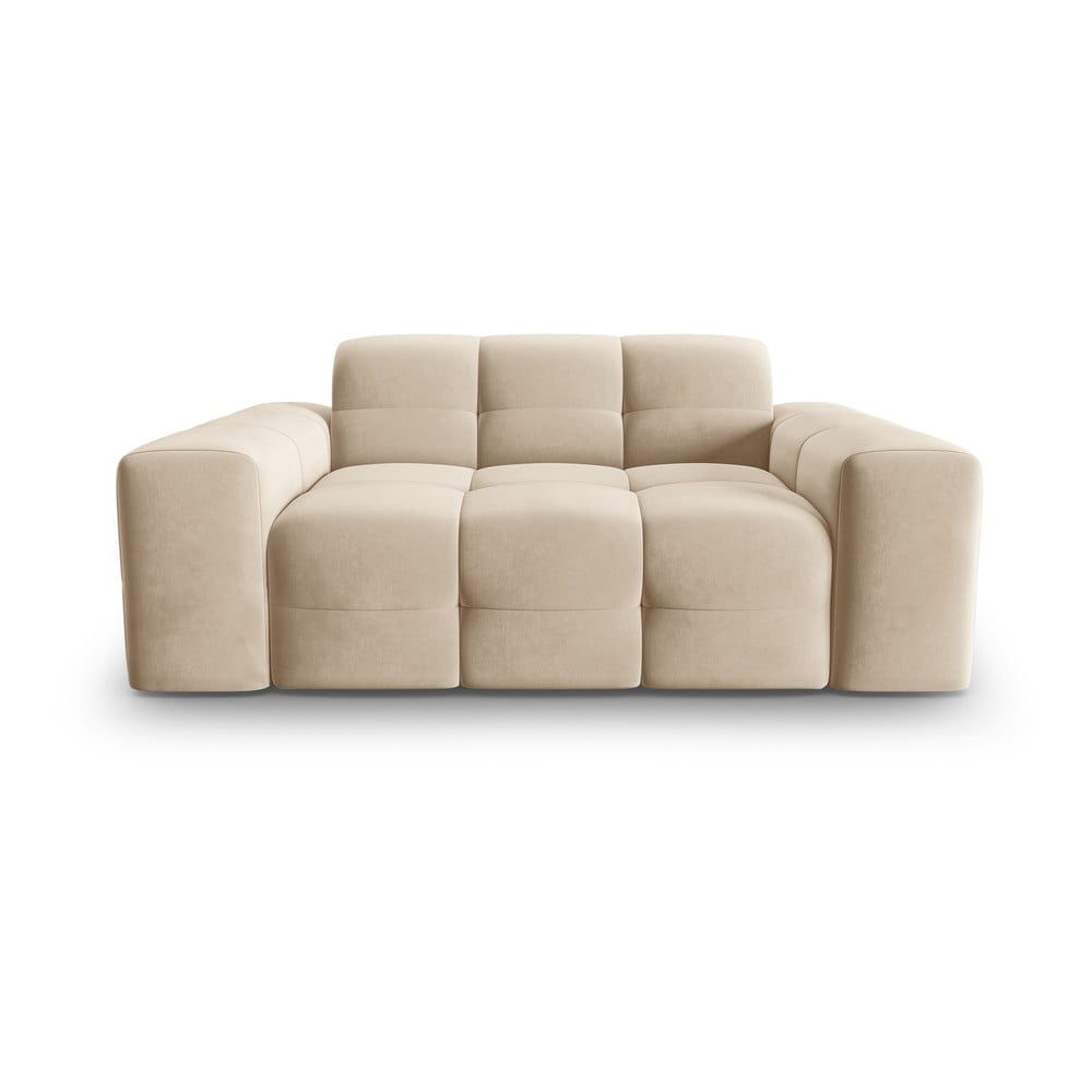 Canapea bej cu tapițerie din catifea 156 cm Kendal – Micadoni Home Canapea bej cu tapițerie din catifea 156 cm Kendal – Micadoni Home