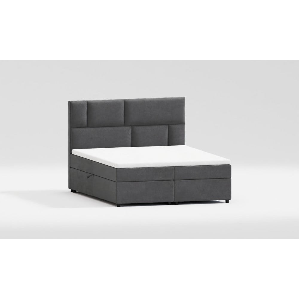 Pat boxspring gri cu spațiu de depozitare 200x200 cm Lola – Ropez Pat boxspring gri cu spațiu de depozitare 200x200 cm Lola – Ropez