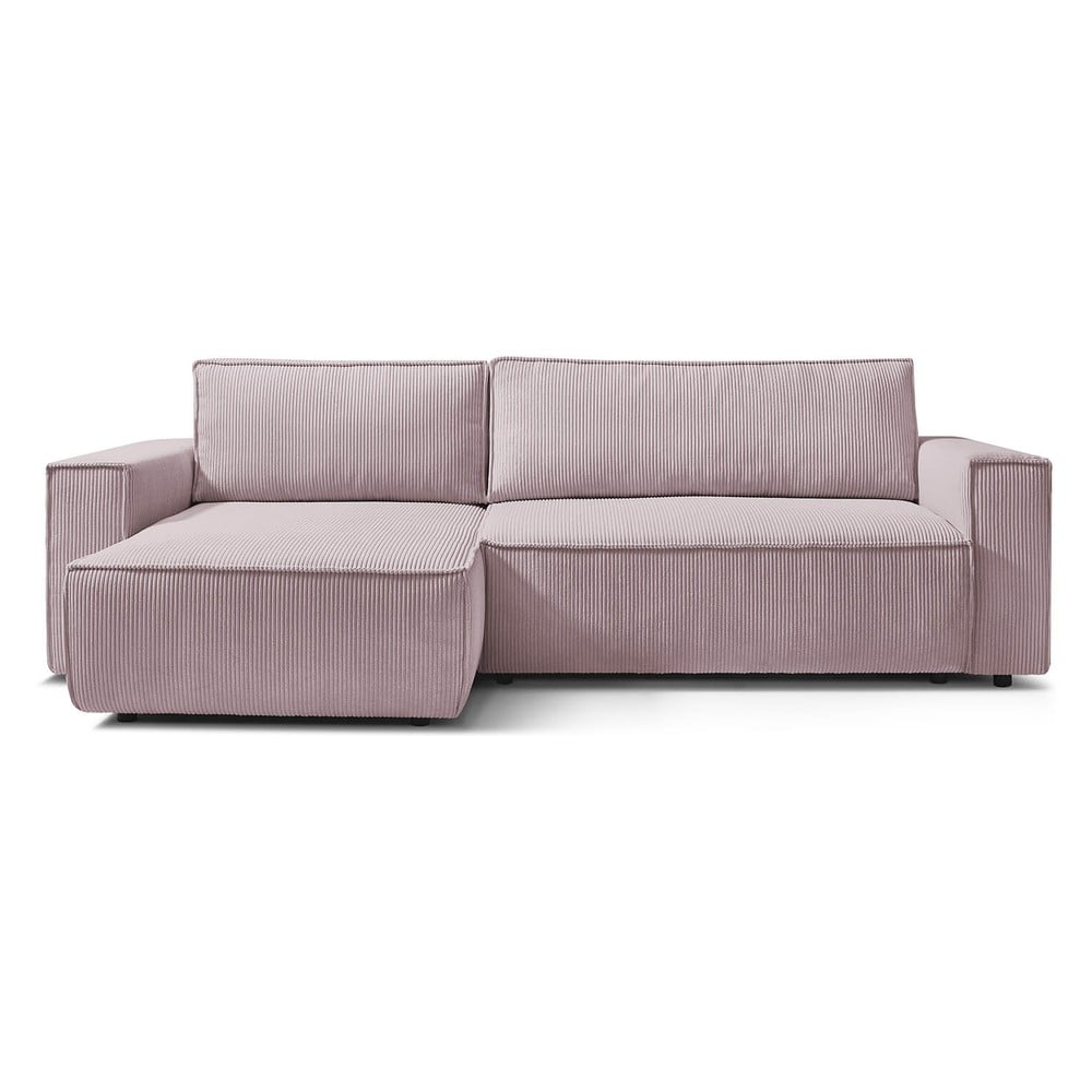 Colțar roz deschis extensibil cu tapițerie din catifea reiată (cu colț variabil) Nihad – Bobochic Paris Colțar roz deschis extensibil cu tapițerie din catifea reiată (cu colț variabil) Nihad – Bobochic Paris