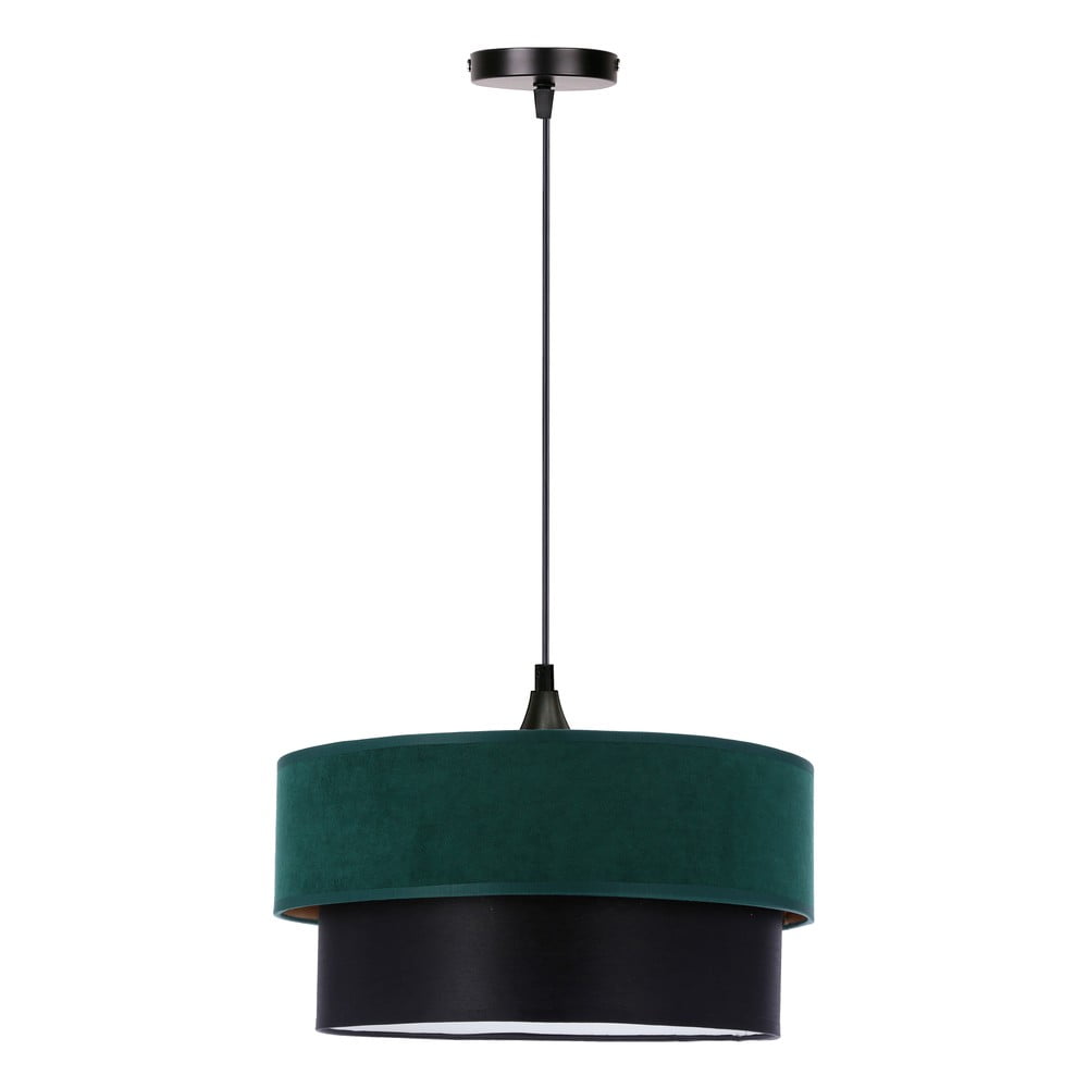 Lustră în culoarea petrolului-neagră cu abajur textil ø 35 cm Solanto – Candellux Lighting Lustră în culoarea petrolului-neagră cu abajur textil ø 35 cm Solanto – Candellux Lighting