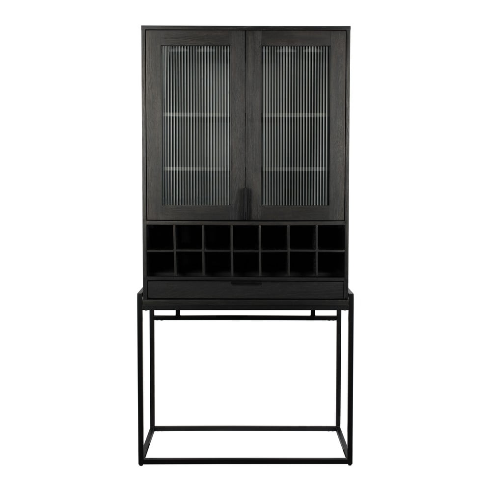 Dulap vinotecă negru din lemn masiv de stejar număr sticle 20, 89x181 cm Travis – Zuiver Dulap vinotecă negru din lemn masiv de stejar număr sticle 20, 89x181 cm Travis – Zuiver