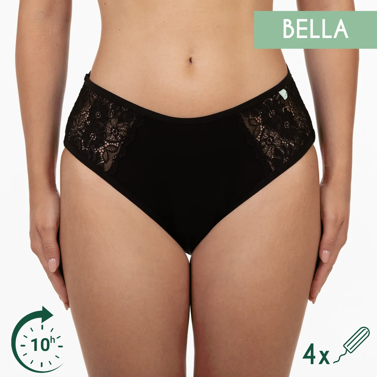 Chiloți Menstruali Bella - cu dantelă, stil taietură franțuzească - absorbție moderată și puternică - Negru 3XL Chiloți Menstruali Bella - cu dantelă, stil taietură franțuzească - absorbție moderată și puternică - Negru 3XL