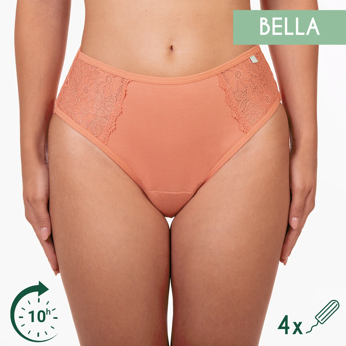 Chiloți Menstruali Bella - cu dantelă, stil taietură franțuzească - absorbție moderată și puternică - Blush M Chiloți Menstruali Bella - cu dantelă, stil taietură franțuzească - absorbție moderată și puternică - Blush M