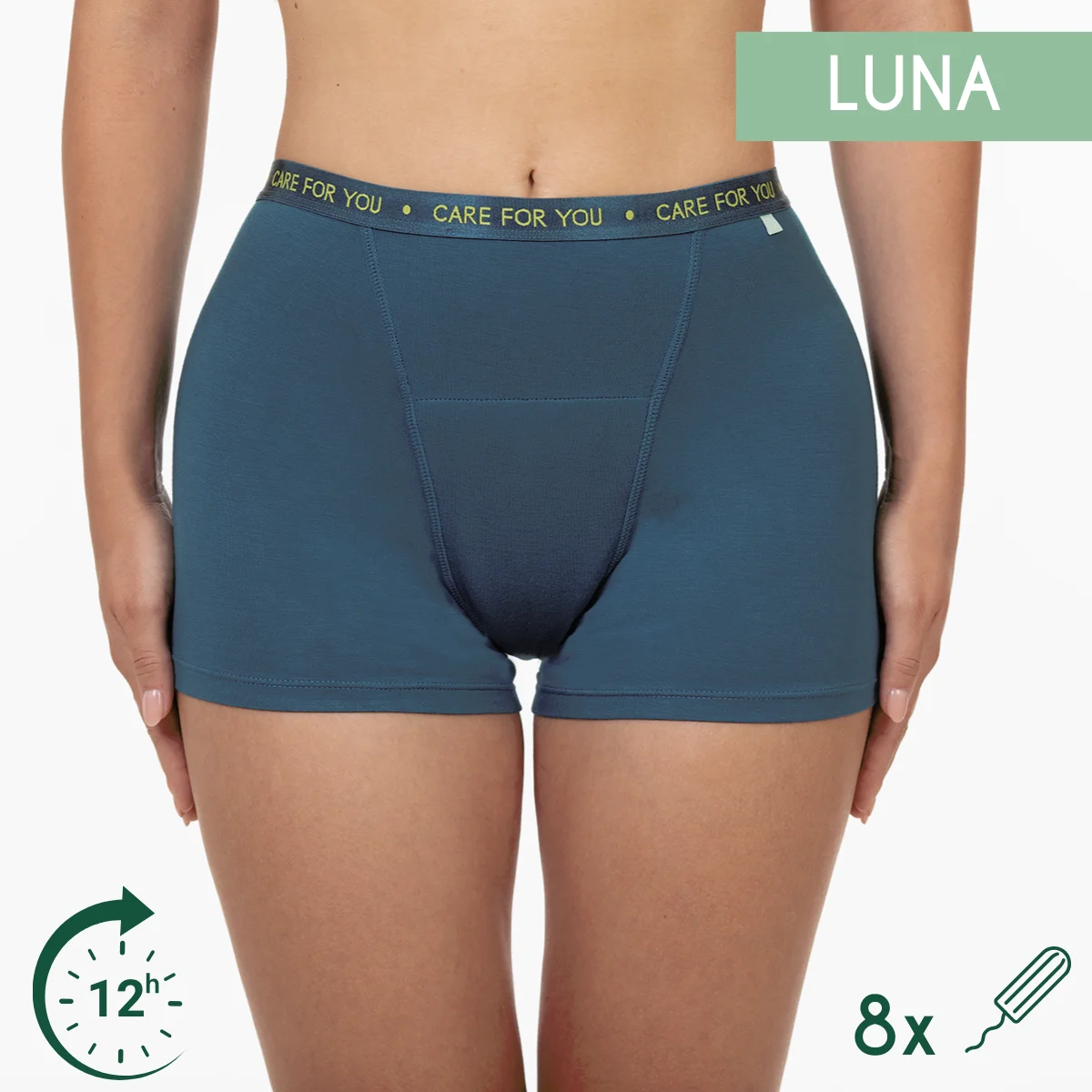 Chiloți absorbanți pentru menstruație și incontinență LUNA - Tip Boxeri - Turcoaz 2XL Chiloți absorbanți pentru menstruație și incontinență LUNA - Tip Boxeri - Turcoaz 2XL