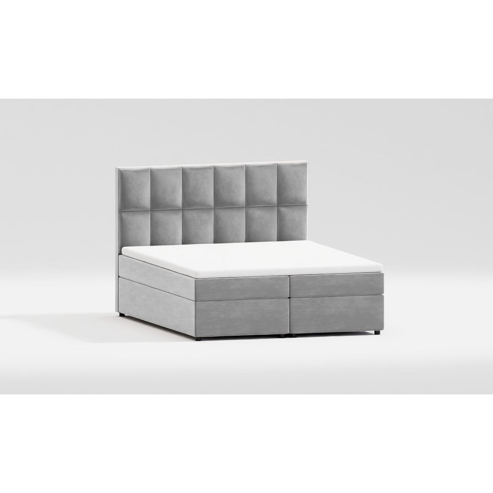 Pat matrimonial gri tapițat cu spațiu de depozitare 200x200 cm Flip – Ropez Pat matrimonial gri tapițat cu spațiu de depozitare 200x200 cm Flip – Ropez