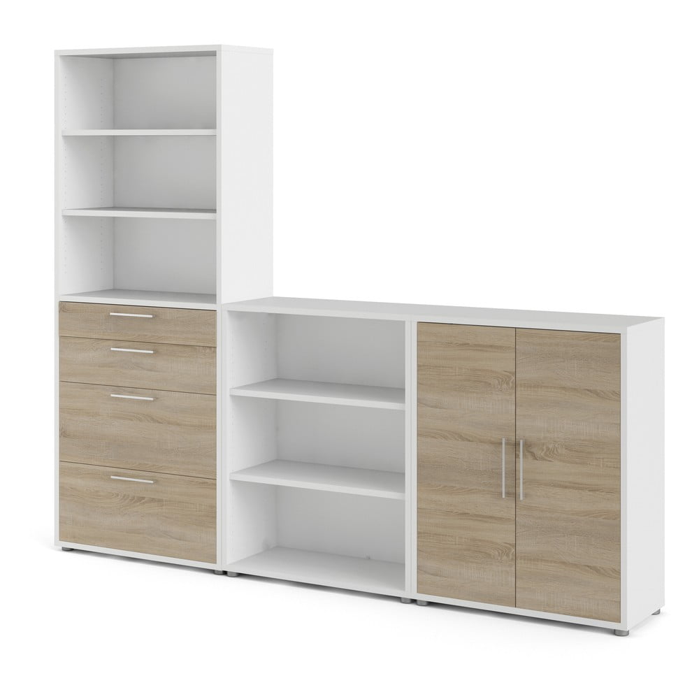 Bibliotecă modulară albă/cu aspect de lemn de stejar 268x222 cm Prima – Tvilum Bibliotecă modulară albă/cu aspect de lemn de stejar 268x222 cm Prima – Tvilum