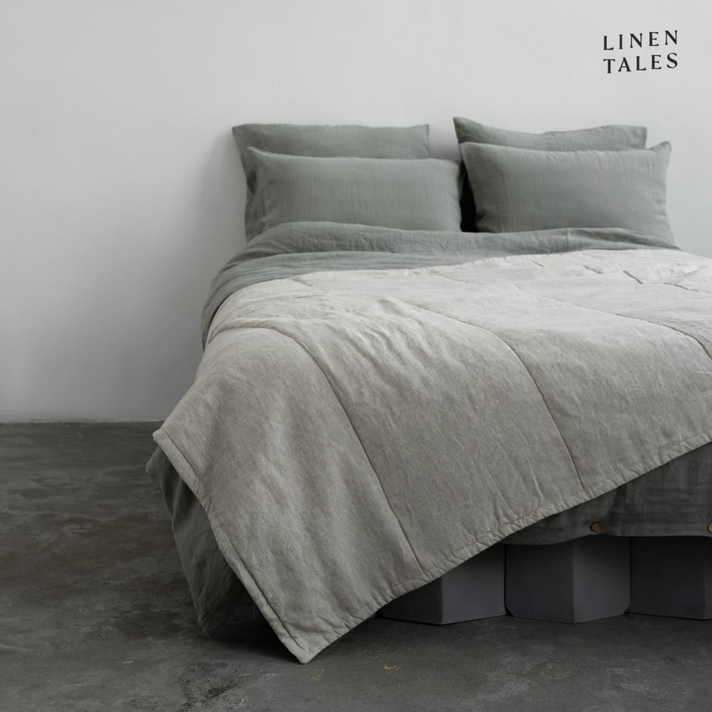 Cuvertură în culoare naturală matlasată din in 140x220 cm Melange – Linen Tales Cuvertură în culoare naturală matlasată din in 140x220 cm Melange – Linen Tales