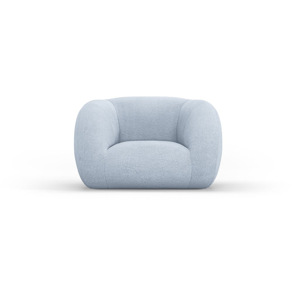 Fotoliu albastru deschis cu tapițerie din stofă bouclé Essen – Cosmopolitan Design Fotoliu albastru deschis cu tapițerie din stofă bouclé Essen – Cosmopolitan Design