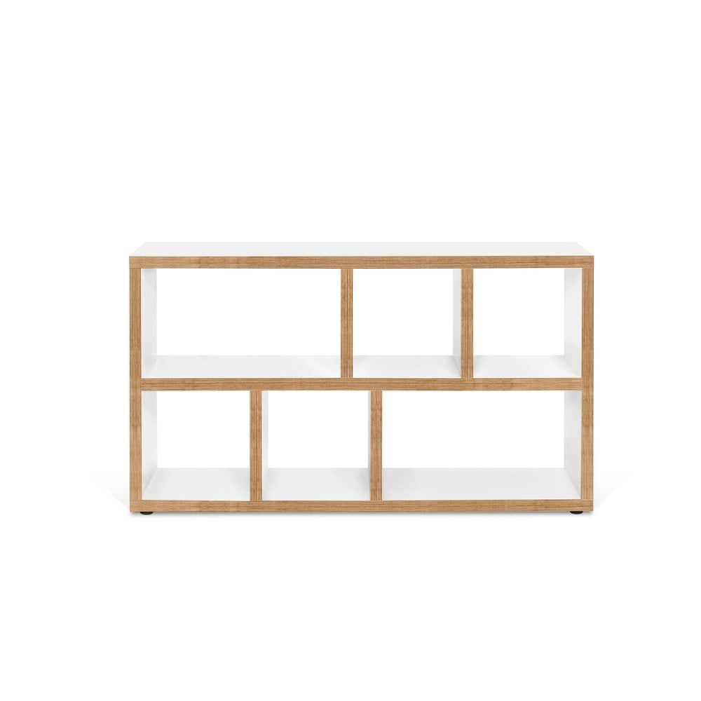Bibliotecă albă cu margine cu aspect de lemn 150x83 cm Berlin - TemaHome Bibliotecă albă cu margine cu aspect de lemn 150x83 cm Berlin - TemaHome