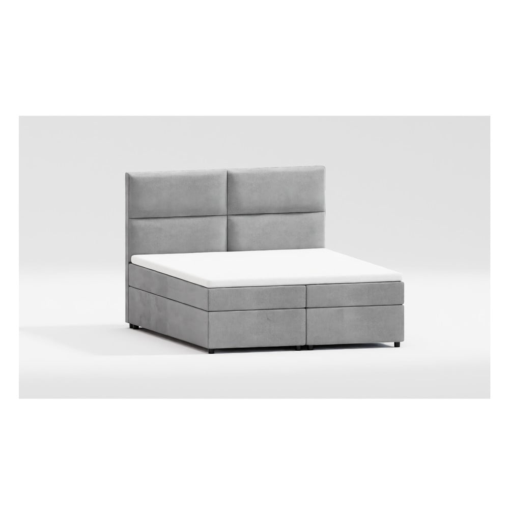 Pat matrimonial gri deschis tapițat cu spațiu de depozitare cu somieră 160x200 cm Rico – Ropez Pat matrimonial gri deschis tapițat cu spațiu de depozitare cu somieră 160x200 cm Rico – Ropez
