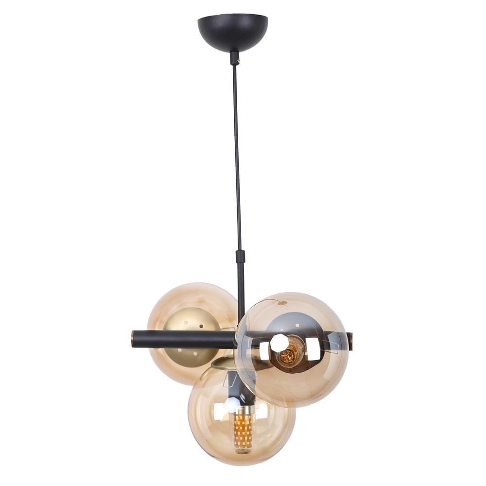 Lustră galben-negru cu abajur din sticlă ø 15 cm Cascade – Squid Lighting Lustră galben-negru cu abajur din sticlă ø 15 cm Cascade – Squid Lighting