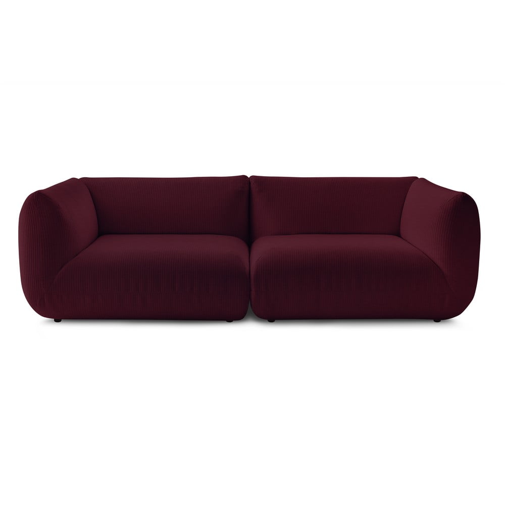 Canapea burgundy cu tapițerie din catifea reiată 260 cm Lecomte – Bobochic Paris Canapea burgundy cu tapițerie din catifea reiată 260 cm Lecomte – Bobochic Paris