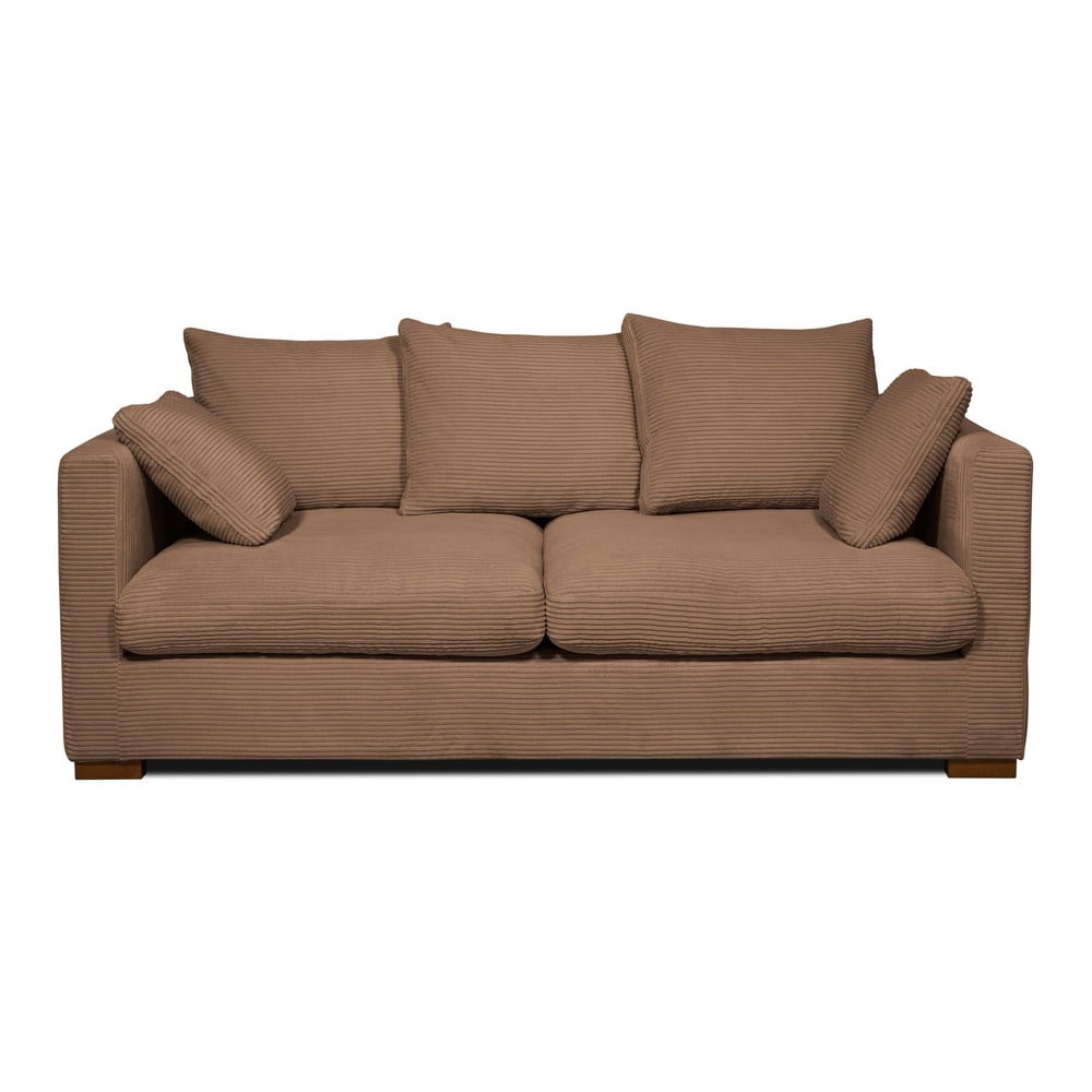 Canapea maro deschis cu tapițerie din catifea reiată 175 cm Comfy – Scandic Canapea maro deschis cu tapițerie din catifea reiată 175 cm Comfy – Scandic