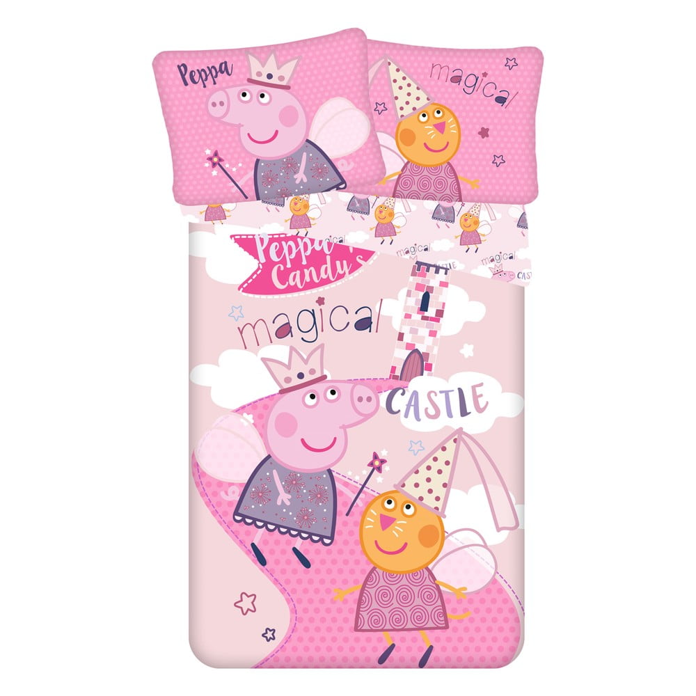 Lenjerie de pat din bumbac pentru copii Jerry Fabrics Peppa Pig, 140 x 200 cm, roz Lenjerie de pat din bumbac pentru copii Jerry Fabrics Peppa Pig, 140 x 200 cm, roz