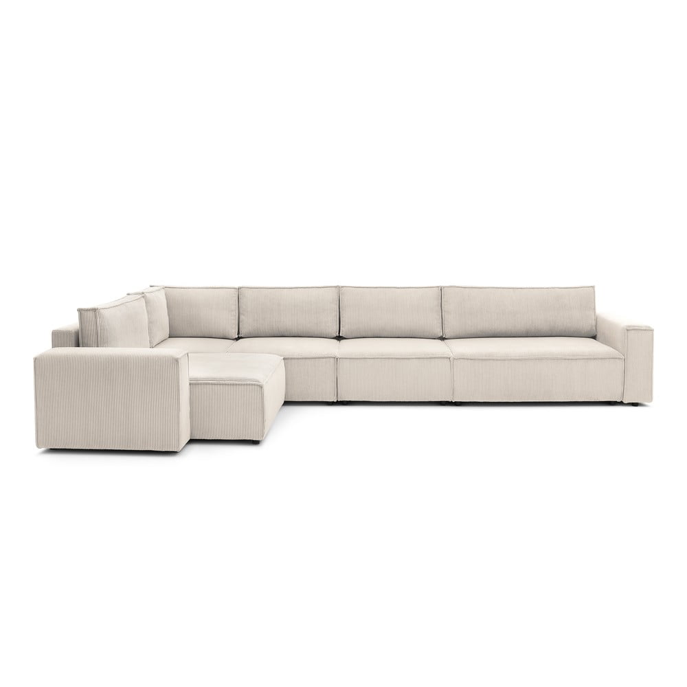 Colțar crem cu tapițerie din catifea reiată (cu colț pe partea stângă ) Nihad modular – Bobochic Paris Colțar crem cu tapițerie din catifea reiată (cu colț pe partea stângă ) Nihad modular – Bobochic Paris