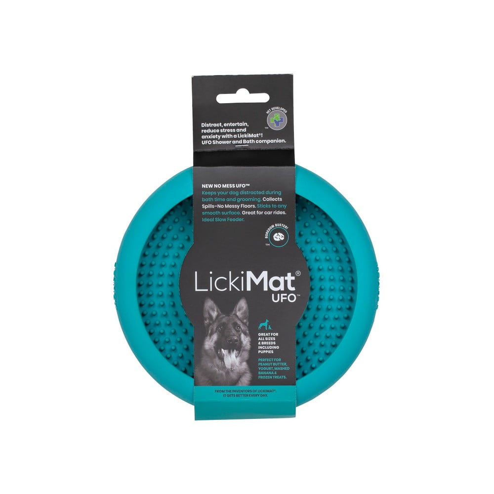 Covoraș de lins pentru animale de companie UFO Turquoise – LickiMat Covoraș de lins pentru animale de companie UFO Turquoise – LickiMat