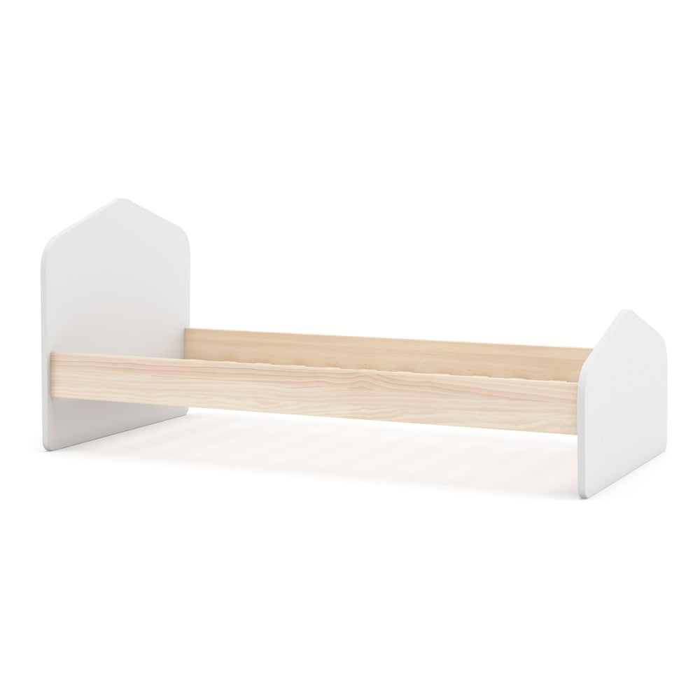 Pat pentru copii alb/în culoare naturală cu aspect de lemn de pin 90x190 cm Estefania – Marckeric Pat pentru copii alb/în culoare naturală cu aspect de lemn de pin 90x190 cm Estefania – Marckeric
