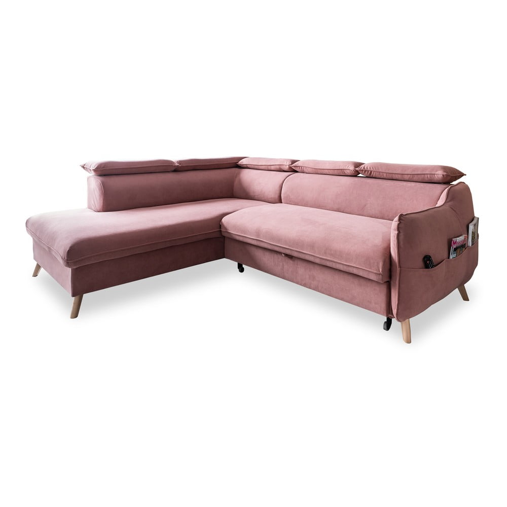 Colțar roz deschis extensibil cu tapițerie din catifea (cu colț pe partea stângă ) Sweet Harmony – Miuform Colțar roz deschis extensibil cu tapițerie din catifea (cu colț pe partea stângă ) Sweet Harmony – Miuform