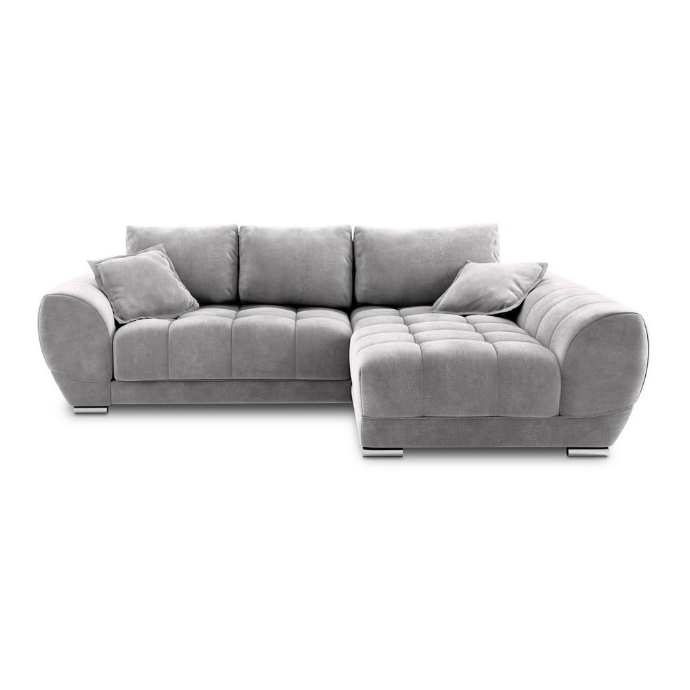 Colțar extensibil cu tapițerie de catifea și șezlong pe partea dreaptă Windsor & Co Sofas Nuage, gri deschis Colțar extensibil cu tapițerie de catifea și șezlong pe partea dreaptă Windsor & Co Sofas Nuage, gri deschis