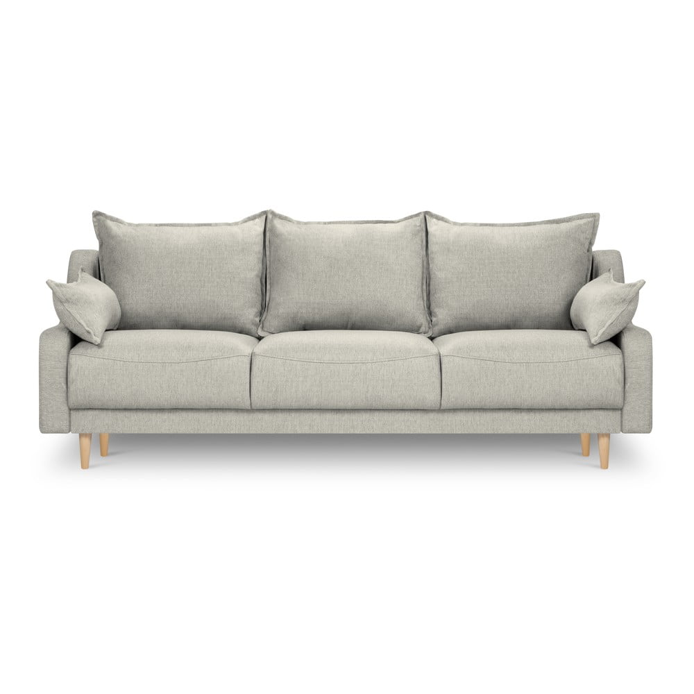 Canapea extensibilă cu spațiu de depozitare Mazzini Sofas Freesia, gri deschis Canapea extensibilă cu spațiu de depozitare Mazzini Sofas Freesia, gri deschis