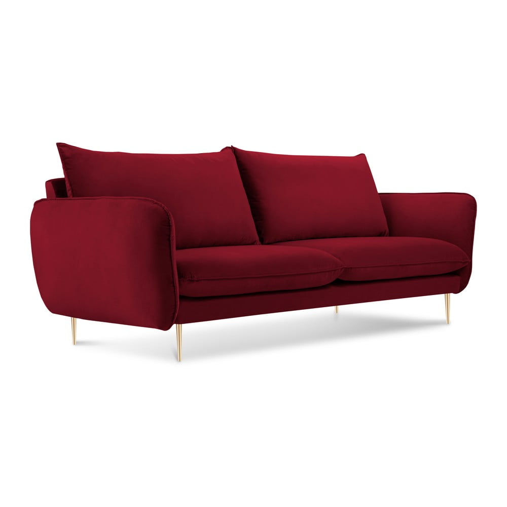 Canapea cu tapițerie din catifea Cosmopolitan Design Florence, roșu, 160 cm Canapea cu tapițerie din catifea Cosmopolitan Design Florence, roșu, 160 cm