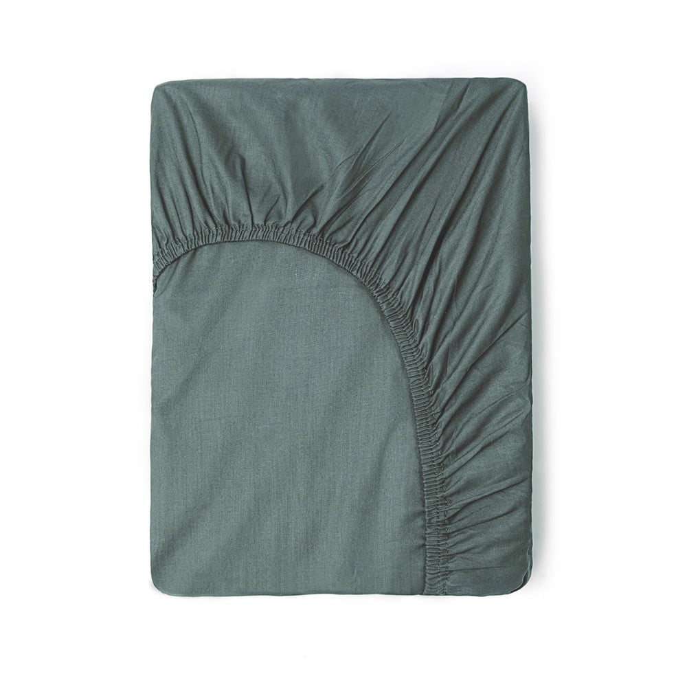 Cearceaf verde/gri din bumbac cu elastic 140x200 cm – Good Morning Cearceaf verde/gri din bumbac cu elastic 140x200 cm – Good Morning