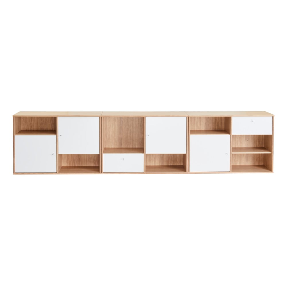 Comodă joasă albă cu aspect de stejar 267x61 cm Mistral - Hammel Furniture Comodă joasă albă cu aspect de stejar 267x61 cm Mistral - Hammel Furniture