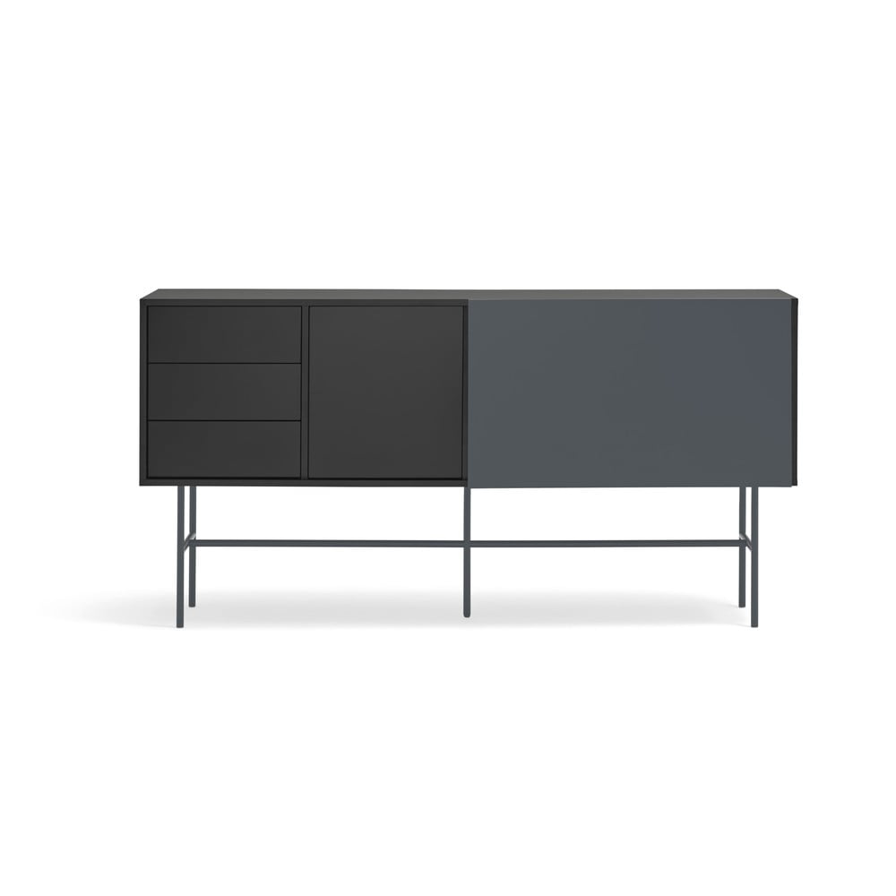 Comodă joasă cu ușă glisantă negru-gri antracit 180x91 cm Nube – Teulat Comodă joasă cu ușă glisantă negru-gri antracit 180x91 cm Nube – Teulat