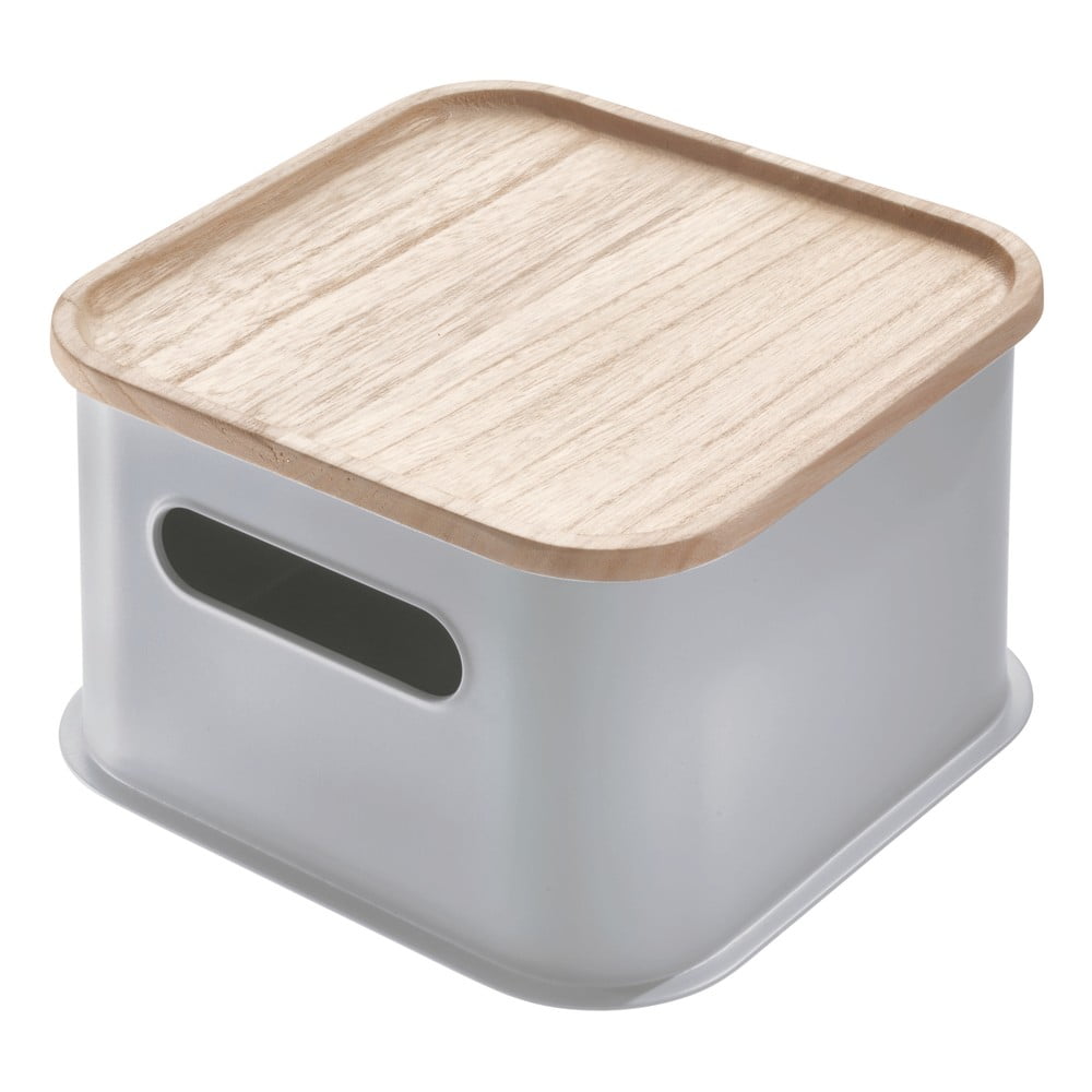 Cutie depozitare cu capac din lemn paulownia iDesign Eco Handled, 21,3 x 21,3 cm, gri Cutie depozitare cu capac din lemn paulownia iDesign Eco Handled, 21,3 x 21,3 cm, gri