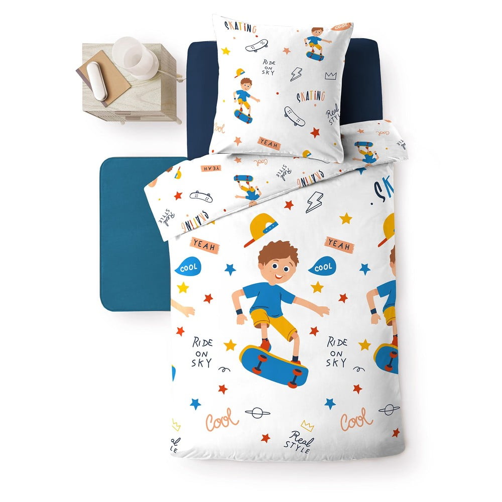 Lenjerie de pat pentru copii din microfibră pentru pat de o persoană 140x200 cm Skateboy – douceur d'intérieur Lenjerie de pat pentru copii din microfibră pentru pat de o persoană 140x200 cm Skateboy – douceur d'intérieur