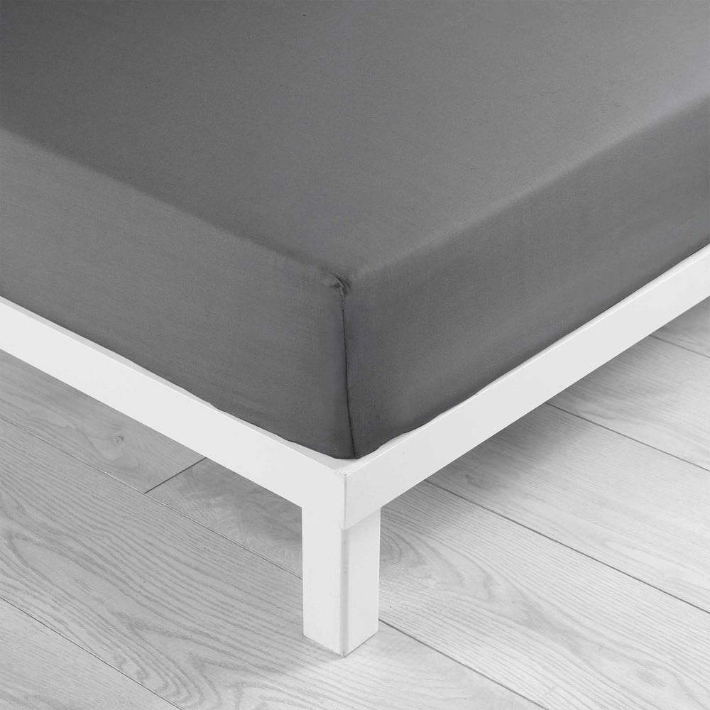 Cearceaf gri antracit din bumbac cu elastic 160x200 cm Lina – douceur d'intérieur Cearceaf gri antracit din bumbac cu elastic 160x200 cm Lina – douceur d'intérieur
