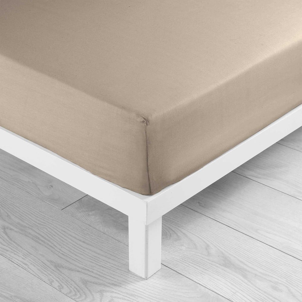 Cearceaf maro deschis din bumbac cu elastic 180x200 cm Lina – douceur d'intérieur Cearceaf maro deschis din bumbac cu elastic 180x200 cm Lina – douceur d'intérieur