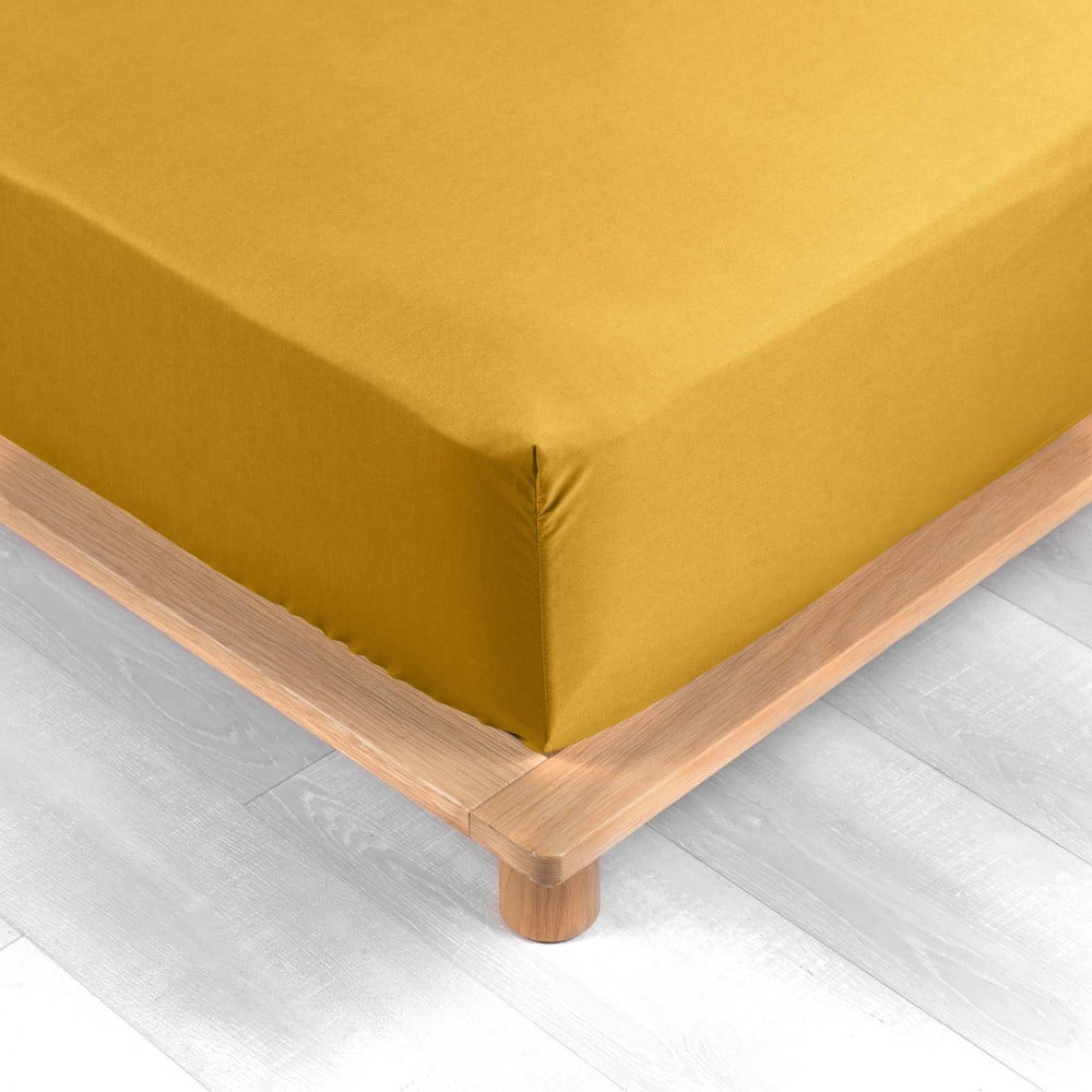 Cearceaf galben din bumbac percal cu elastic 180x200 cm Percaline – douceur d'intérieur Cearceaf galben din bumbac percal cu elastic 180x200 cm Percaline – douceur d'intérieur