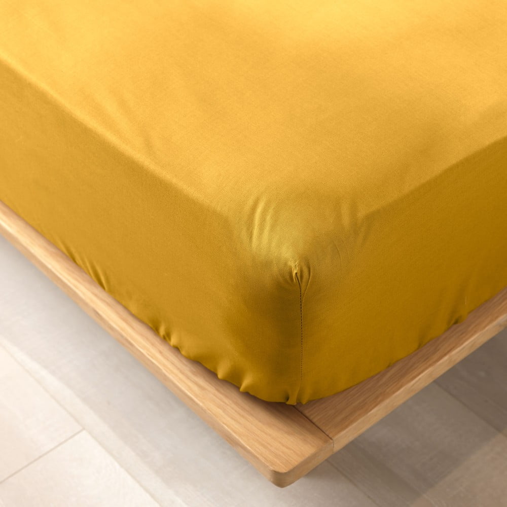 Cearceaf galben din bumbac organic cu elastic 90x190 cm Biolina – douceur d'intérieur Cearceaf galben din bumbac organic cu elastic 90x190 cm Biolina – douceur d'intérieur