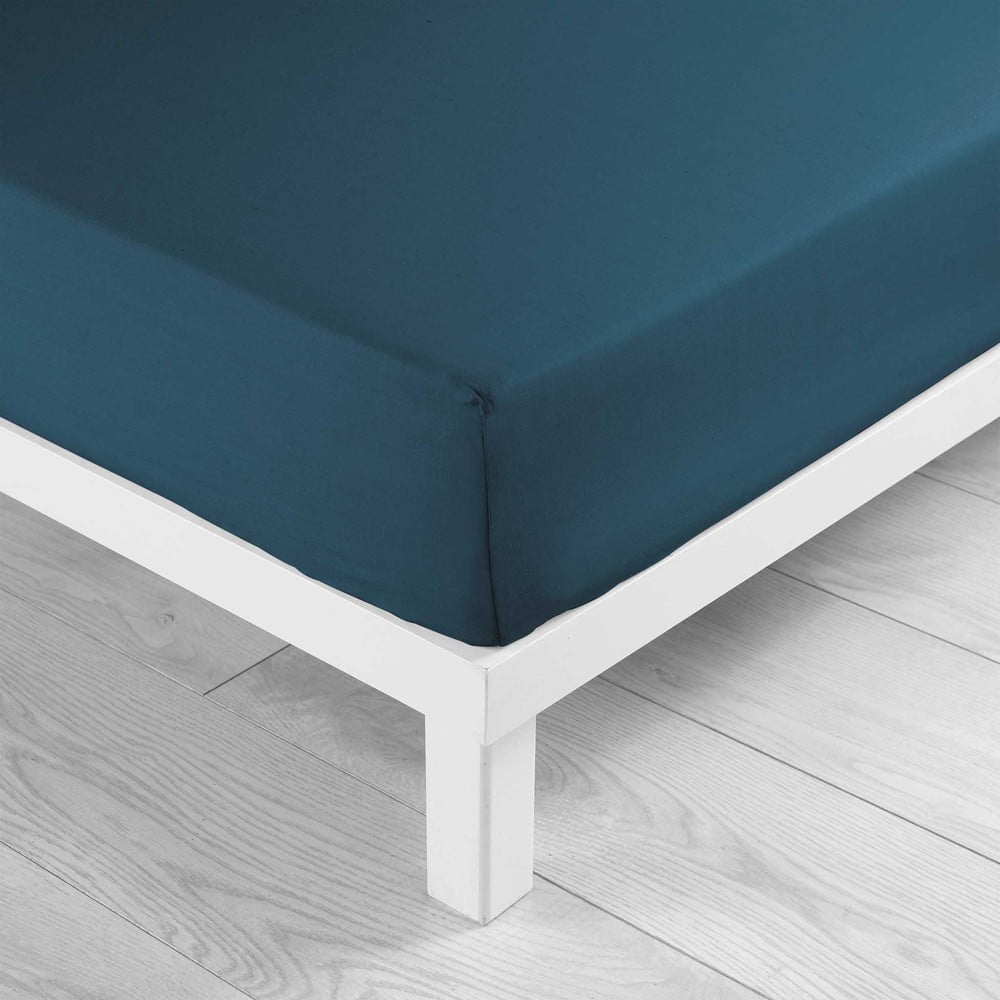 Cearceaf în culoarea petrolului din bumbac cu elastic 160x200 cm Lina – douceur d'intérieur Cearceaf în culoarea petrolului din bumbac cu elastic 160x200 cm Lina – douceur d'intérieur
