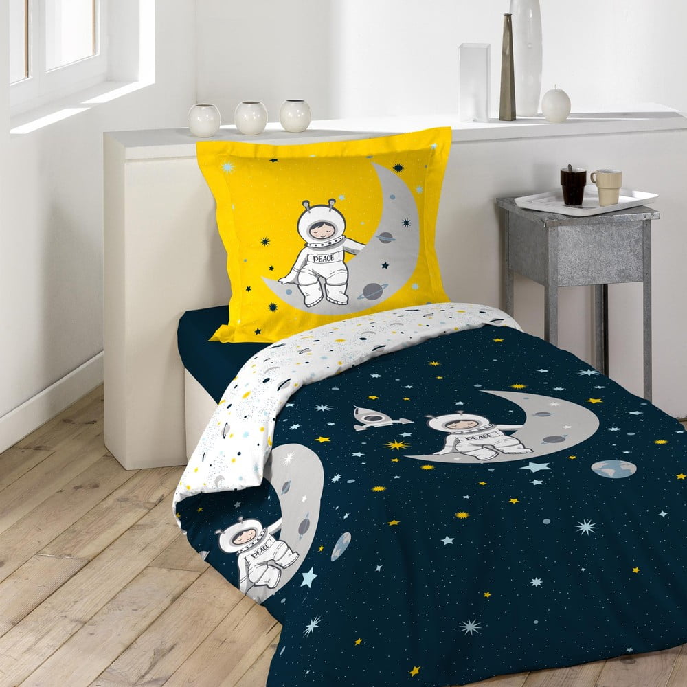 Lenjerie de pat pentru copii din bumbac pentru pat de o persoană 140x200 cm Petit Astronaute – douceur d'intérieur Lenjerie de pat pentru copii din bumbac pentru pat de o persoană 140x200 cm Petit Astronaute – douceur d'intérieur