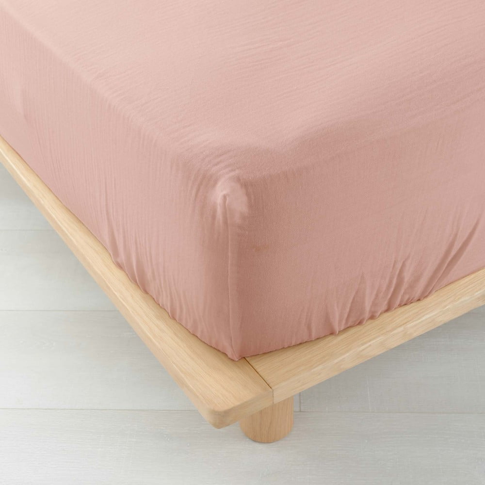 Cearceaf roz din muselină cu elastic 160x200 cm Angelia – douceur d'intérieur Cearceaf roz din muselină cu elastic 160x200 cm Angelia – douceur d'intérieur