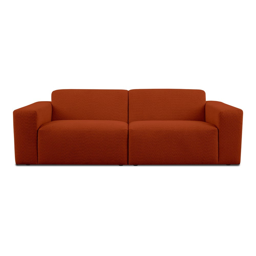 Canapea cărămizie cu tapițerie din stofă bouclé 228 cm Roxy – Scandic Canapea cărămizie cu tapițerie din stofă bouclé 228 cm Roxy – Scandic