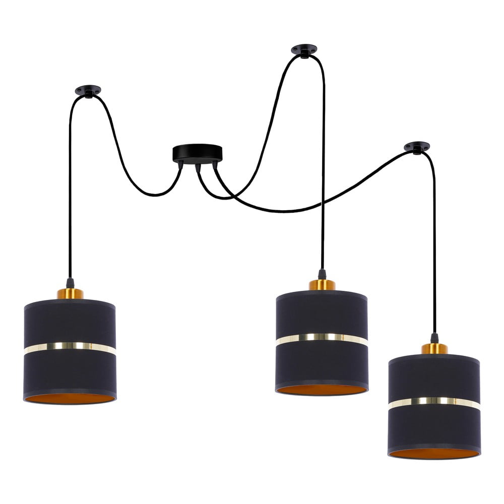 Lustră neagră cu abajur textil ø 15 cm Assam – Candellux Lighting Lustră neagră cu abajur textil ø 15 cm Assam – Candellux Lighting
