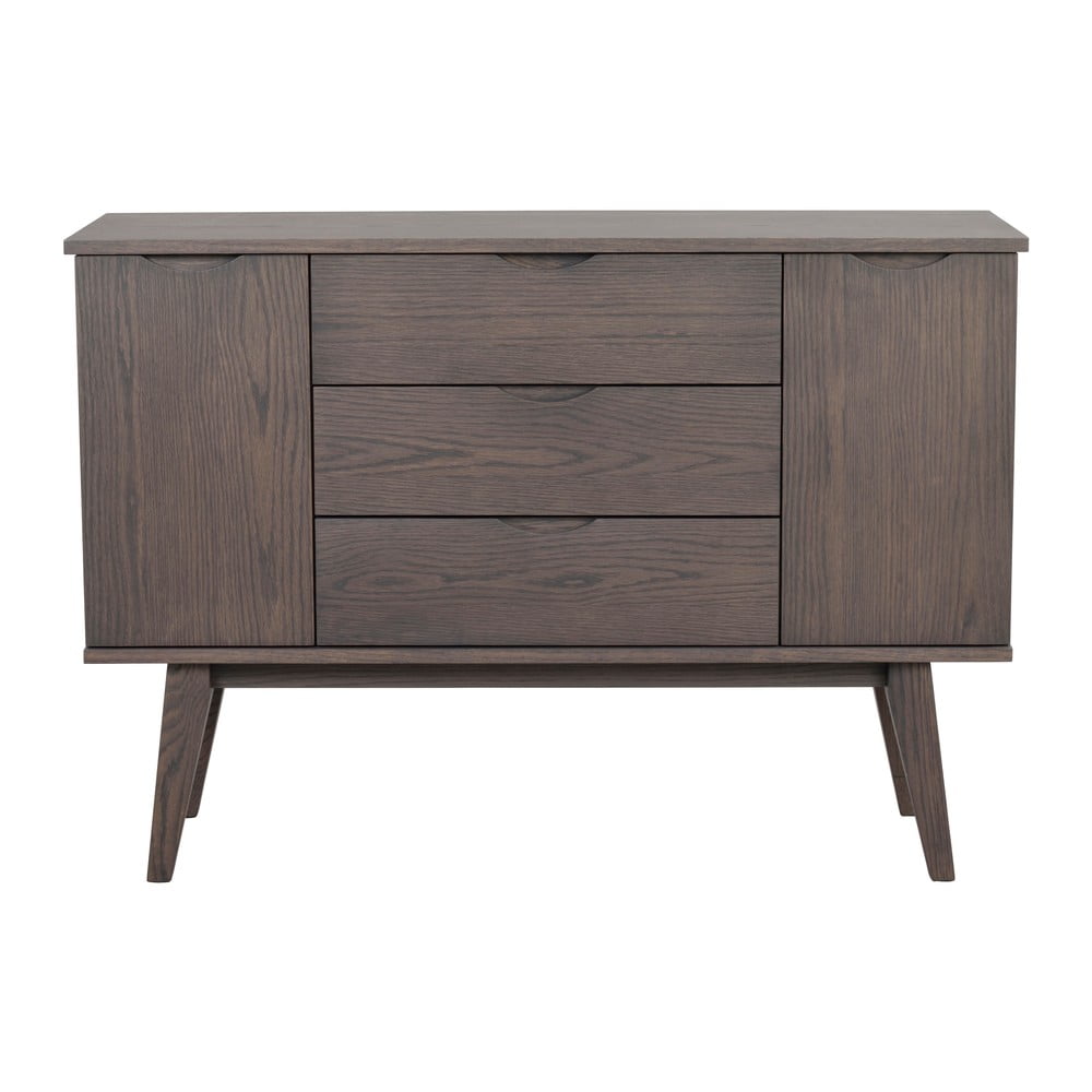 Comodă maro joasă cu aspect de lemn de stejar 122x85 cm Filippa – Rowico Comodă maro joasă cu aspect de lemn de stejar 122x85 cm Filippa – Rowico