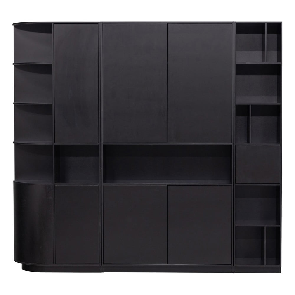 Bibliotecă modulară neagră din lemn masiv de pin 228x210 cm Finca – WOOOD Bibliotecă modulară neagră din lemn masiv de pin 228x210 cm Finca – WOOOD