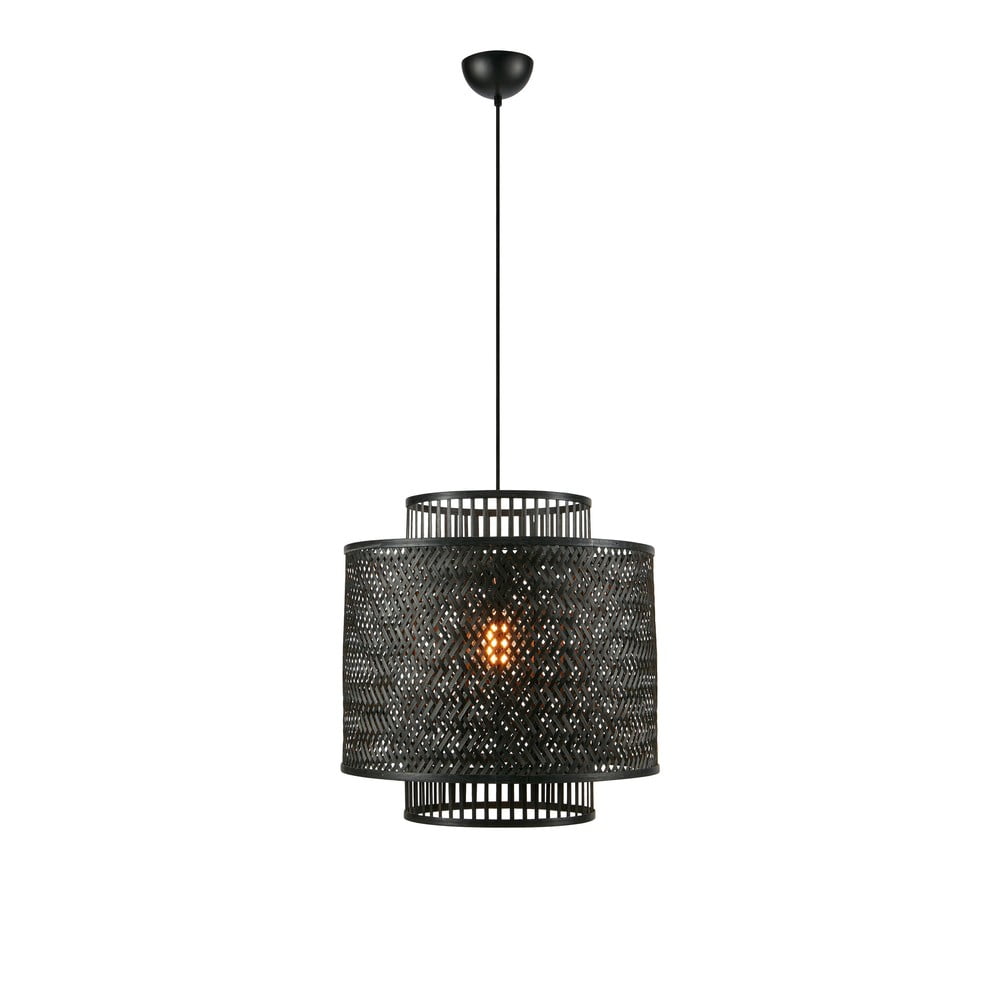 Lustră negru-mat cu abajur din bambus ø 50 cm Strati – Markslöjd Lustră negru-mat cu abajur din bambus ø 50 cm Strati – Markslöjd
